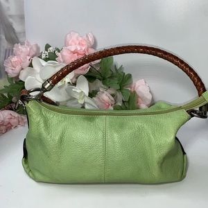 Fossil Leather Shoulder Bag Lime Green Small With Wallet